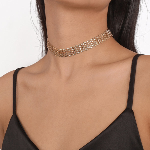 Layered solid choker necklace
