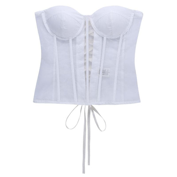 Mesh fish bone lace up back bustier top fairycore Ethereal Fashion