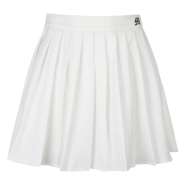Bordado plisado Una línea minifalda sólida con cremallera y2k 90s Revival Techno Fashion 