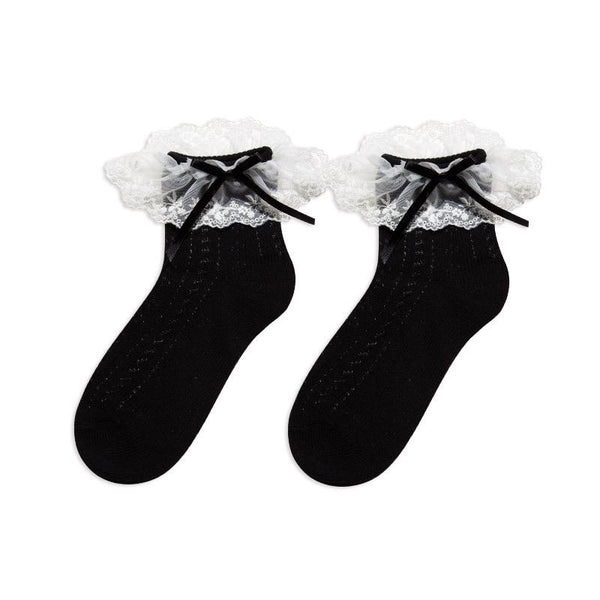 Lace bowknot hollow out short socks