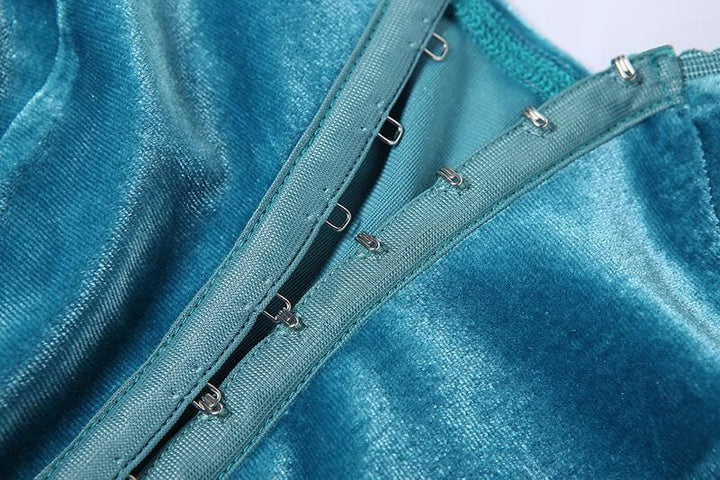 Deep v neck velvet bodysuit - Halibuy