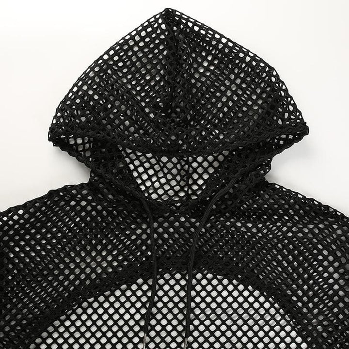 Fishnet Hollow Out Solid Long Sleeve Hoodie Shrug Top Y2k 90s Revival fishnet-hollow-out-solid-long-sleeve-hoodie-shrug-top-y2k-90s-revival