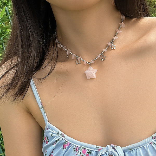 Star stone beaded choker necklace